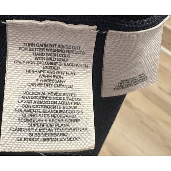 Rachel Roy Women XL Fit Flare Dress Knit TankFlutter Hem Navy Blue White Hem - Picture 6 of 8